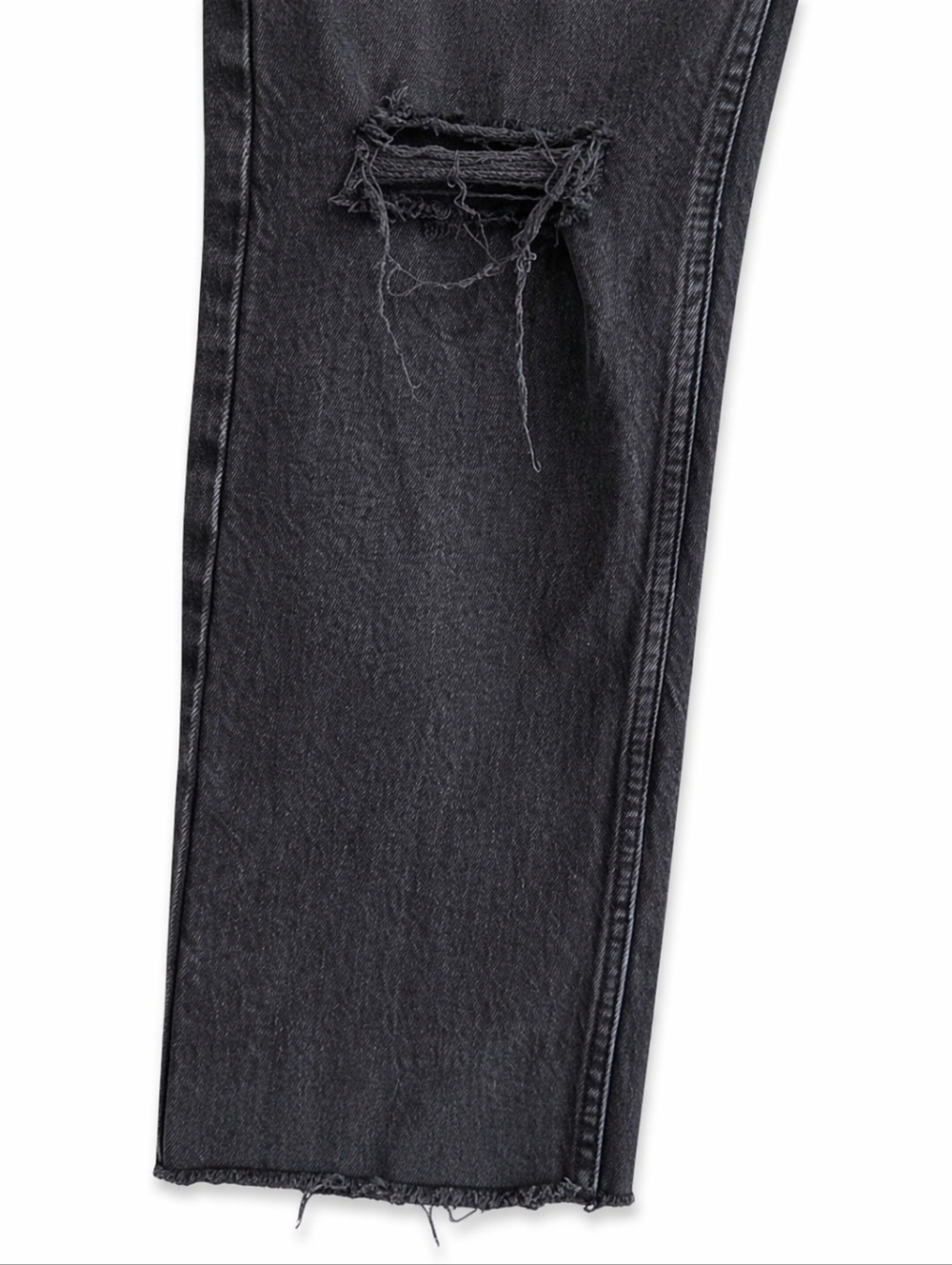 Free People We The Free Black Distressed Skinny Jeans Low Rise Size 31 Raw Hem - Picture 4 of 16